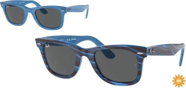 Ray-Ban Rb2140 1409B1 - Photo Çizgili Mavi Renk Degiştiren Çerçeve Unisex Güneş Gözlüğü - Image 1