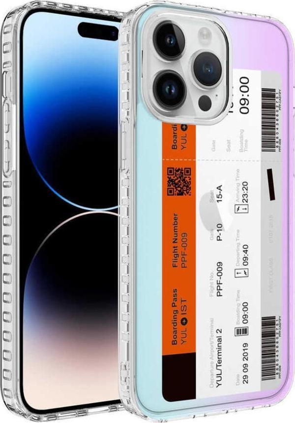 Coverzone Iphone 12 Pro Max Ile Uyumlu Kılıf Desenli Airbag Kenarlı Renkli Desenli Ticket Silikon - Image 1