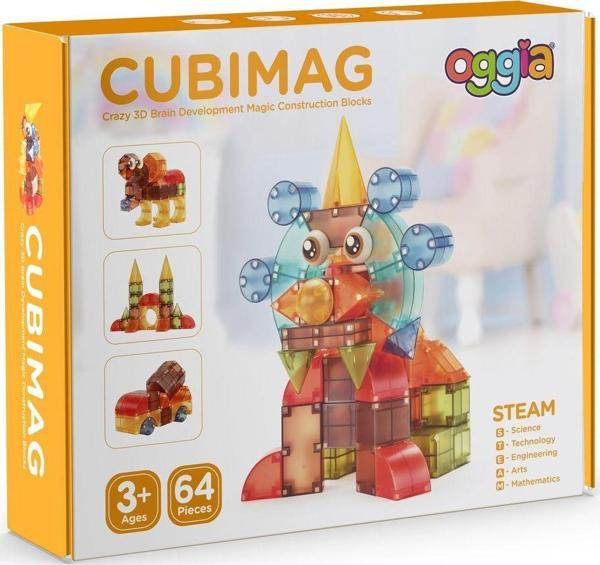 Oggia Cubimag 64 Parçalı Premium Manyetik Oyuncak-Blok Seti (Manyetik Küpler) | Steam, Eğitici Bloklar - Image 1