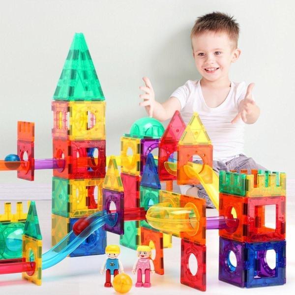 Oggia Marble Run 200 Parçalı Premium Manyetik Oyuncak/Bloklar Seti 7 Adet Top | Steam, Eğitici Bloklar - Image 1
