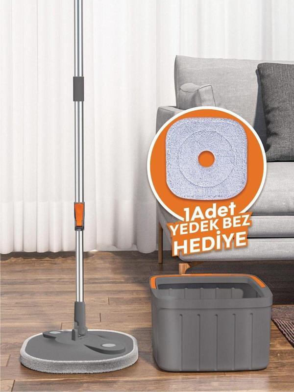 Wavex Temiz Kirli Suyu Ayırma Özellikli Mop Seti-Paspas Kare Mop (1 Adet Yedek Bez Hediye) - Image 1