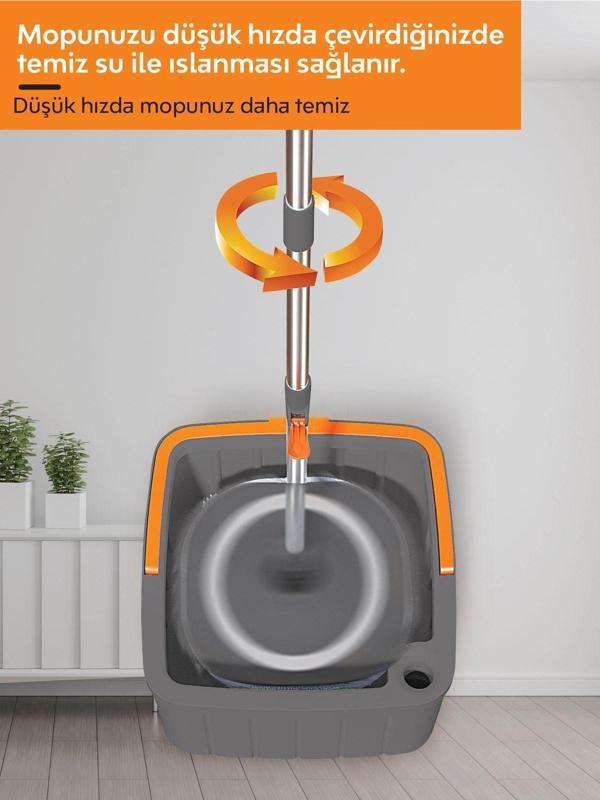 Darkcloud Hijyenik Kare Mop Seti – Temiz/Kirli Su Ayırma Sistemi 1 Mikrofiber Bez (5 Yedek Hediye) - Image 1