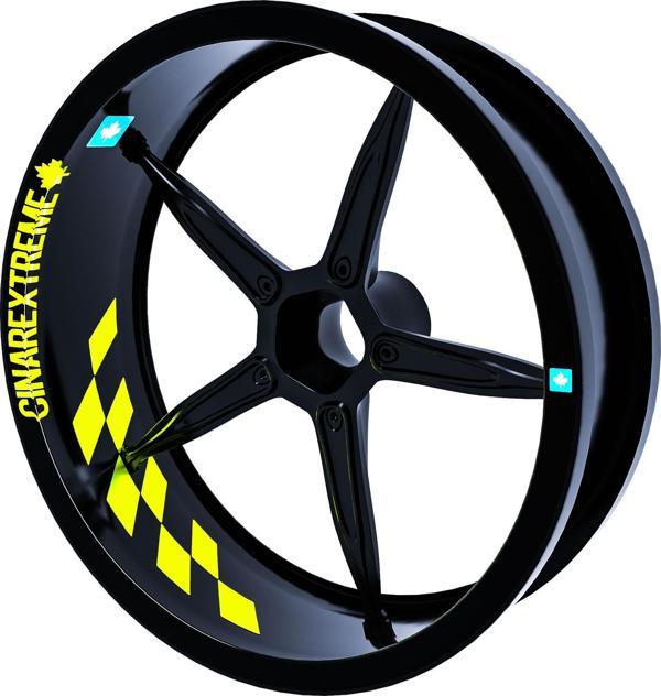 Gp Flag Damalı Floresan Sarı İç Jant Şeridi Sticker Çınar Extreme  - Image 1