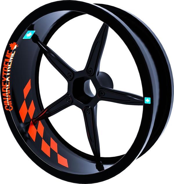 Gp Flag Damalı Floresan Turuncu İç Jant Şeridi Sticker Çınar Extreme  - Image 1