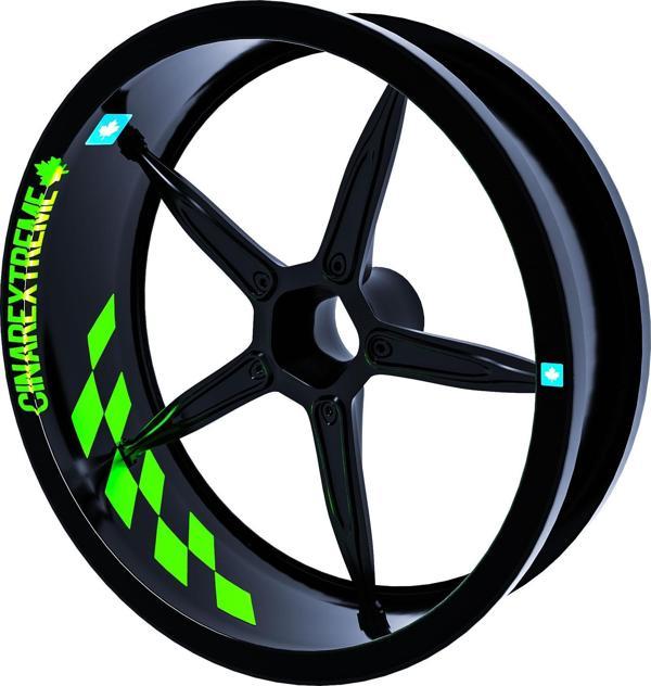 Gp Flag Damalı Floresan Yeşil İç Jant Şeridi Sticker Çınar Extreme  - Image 1