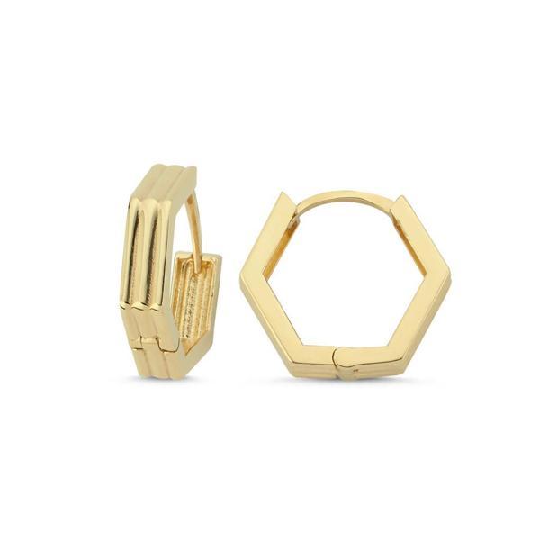 14 Ayar Geometrik Altın Küpe - Image 1