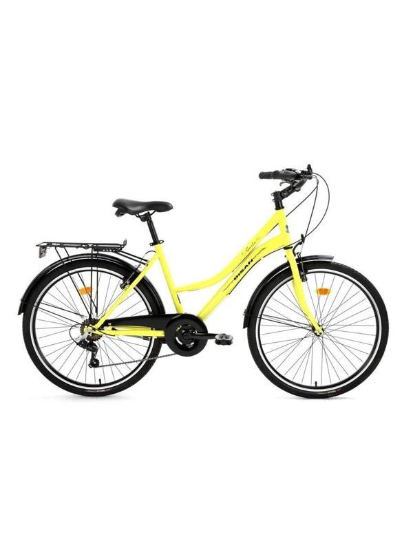 BİSAN SMILE BAYAN ŞEHİR BİSİKLETİ 44CM V 28 JANT 7 VİTES SARI SİYAH - Image 1