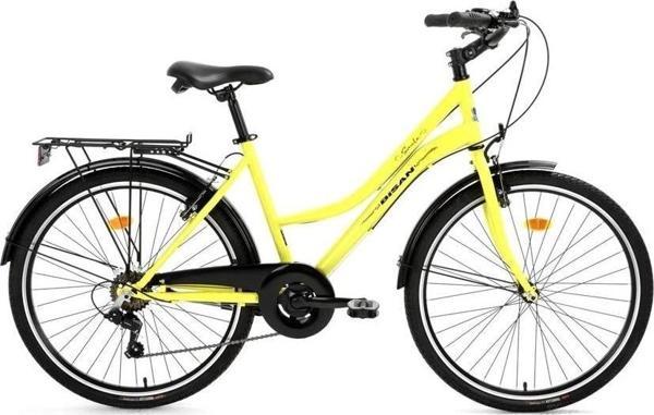 BİSAN SMILE BAYAN ŞEHİR BİSİKLETİ 44CM V 28 JANT 7 VİTES SARI SİYAH - Image 1