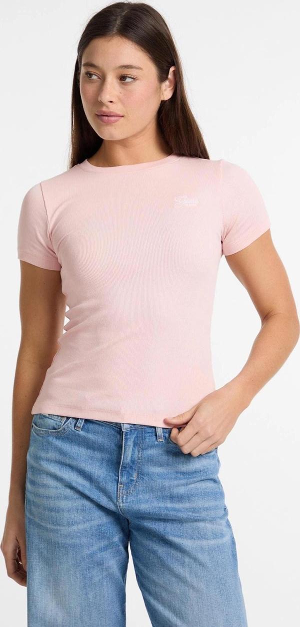Guess Jeans GJ SS CN EMBRO SLIM TOP Kadın Pembe T-shirt W5GP62KA0H1-G6R4 - Image 1