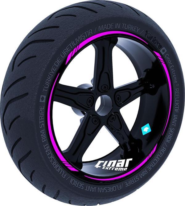 Gül Pembesi 4 Parçalı Keskin Jant Şeridi Sticker Çınar Extreme  - Image 1