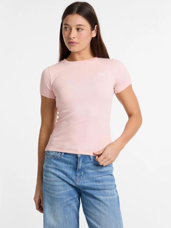 Guess Jeans GJ SS CN EMBRO SLIM TOP Kadın Pembe T-shirt W5GP62KA0H1-G6R4 - Image 1