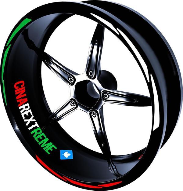 Italy Design Yeşil Beyaz Kırmızı İtalyan Jant Şeridi Sticker Çınar Extreme  - Image 1