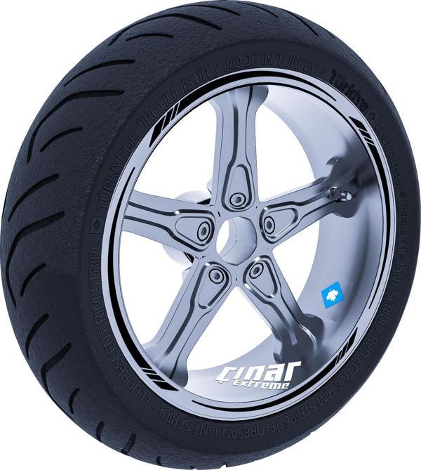 Jet Siyah 4 Parçalı Keskin Jant Şeridi Sticker Çınar Extreme  - Image 1