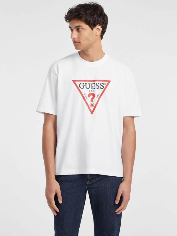 Guess Jeans GJ SS CN OS ICONIC T Erkek Beyaz T-shirt M4YI45K8FQ4-G011 - Image 1