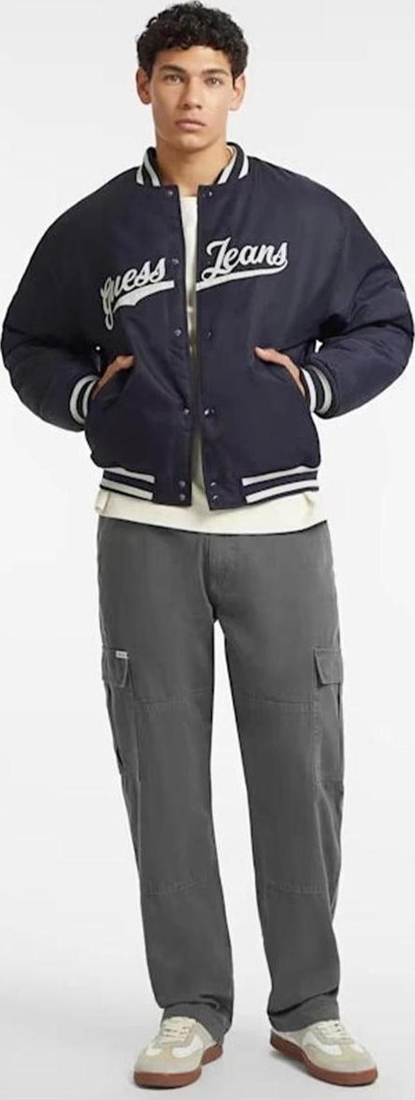 Guess Jeans GJ BOMBER WITH PATCH Erkek Lacivert Ceket M4BL24WG932-A71W - Image 1