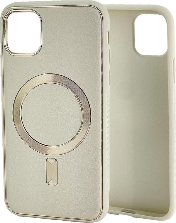 Coverzone Iphone 11 Pro Max Ile Uyumlu Kılıf Mysterious Suni Deri Özellikli Magsefe Ile Uyumlu Kapak Krem - Image 1