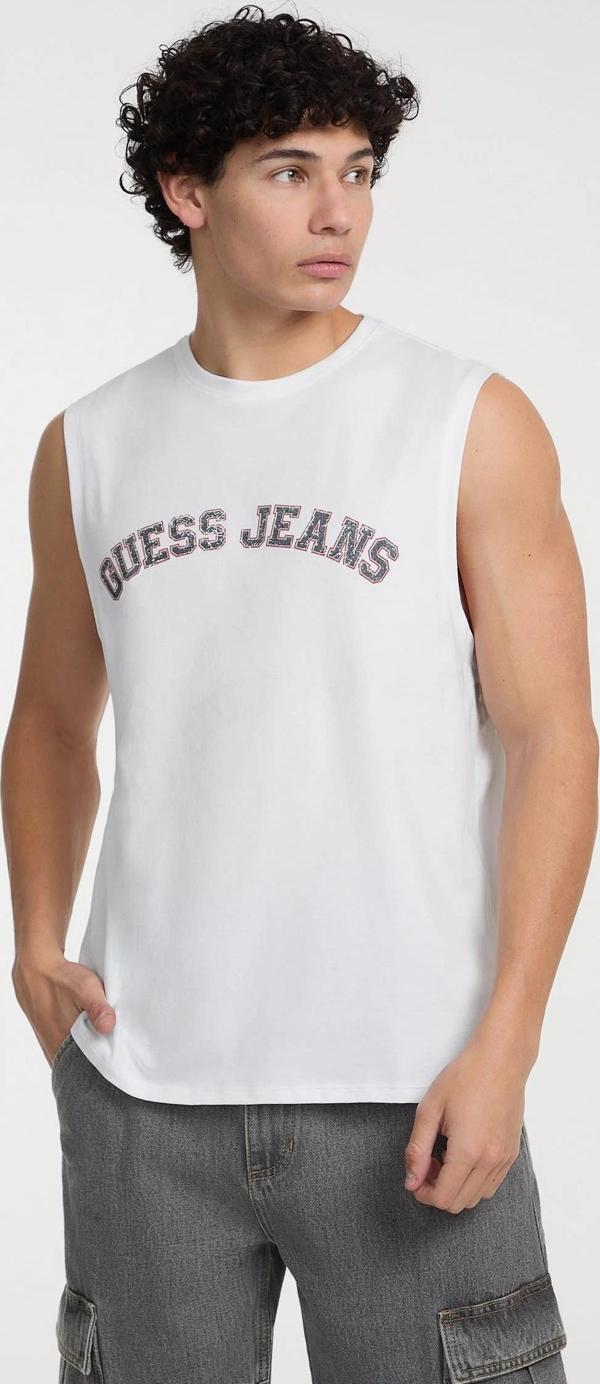 Guess Jeans GJ MUSCLE COLLEGIATE TANK Erkek Beyaz T-shirt M5GP31K8HM0-G011 - Image 1