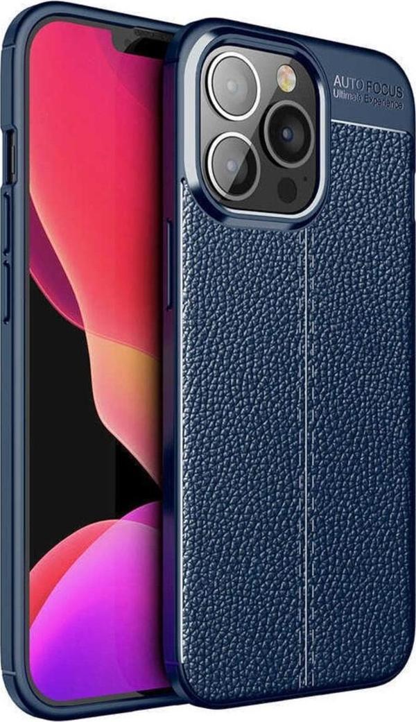 Coverzone Iphone 14 Pro Ile Uyumlu Kılıf Niss Silikon Deri Görünümlü Lacivert - Image 1