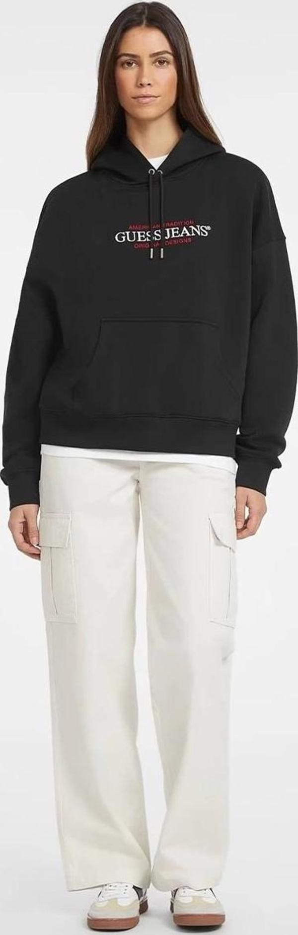 Guess Jeans GJ HOOD OS AMERICAN Kadın Siyah Sweatshirt W4YQ15KC811-JBLK - Image 1
