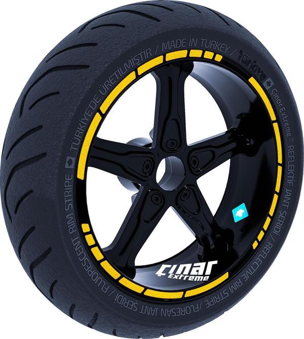 Moto GP Stili Reflektif Sarı Jant Şeridi Sticker Çınar Extreme  - Image 1
