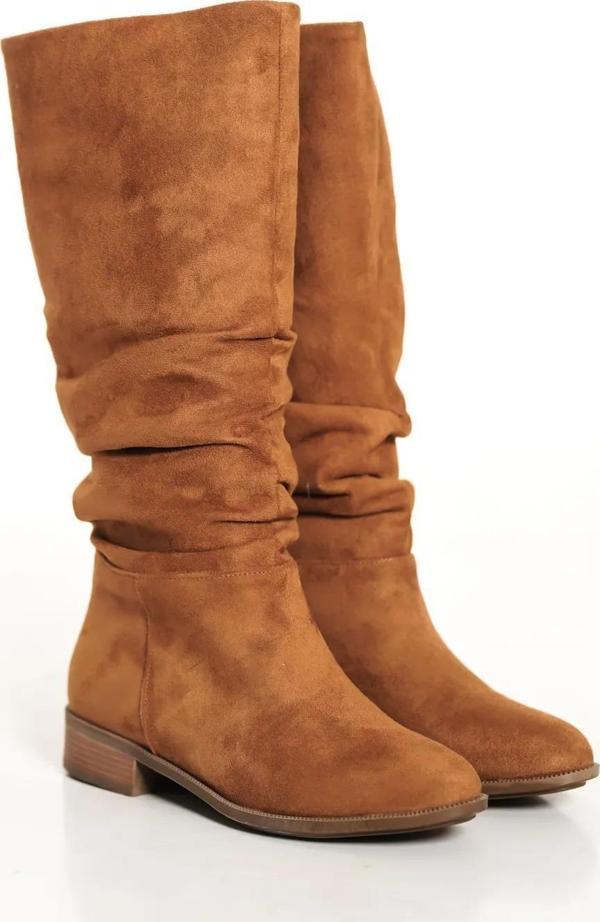 Artı-Artı006-0144 Kadın Günlük Taba Süet Binici Körüklü Çekme Çizme - Image 1