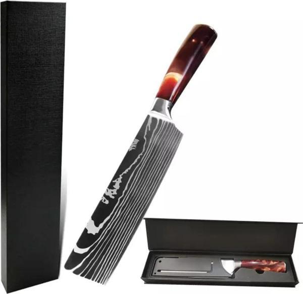 Alpargos Japon Nakiri Şef Bıçağı ( Kırmızı Reçine Saplı ) - Image 1