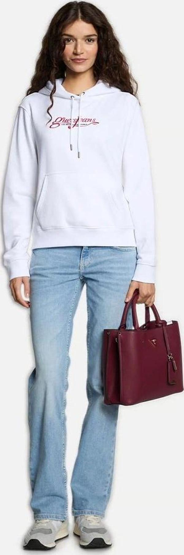 Guess Jeans GJ HOOD REG LA CALI Kadın Beyaz Sweatshirt W4YQ12KC811-G011 - Image 1