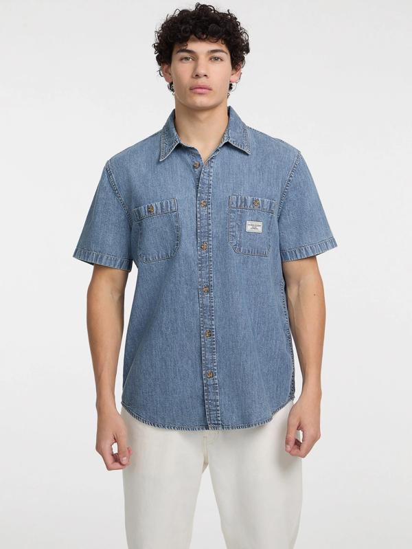 Guess Jeans GJ REGULAR SS DENIM SHIRT Erkek Mavi Gömlek M5GH09D5NY2-GJMW - Image 1