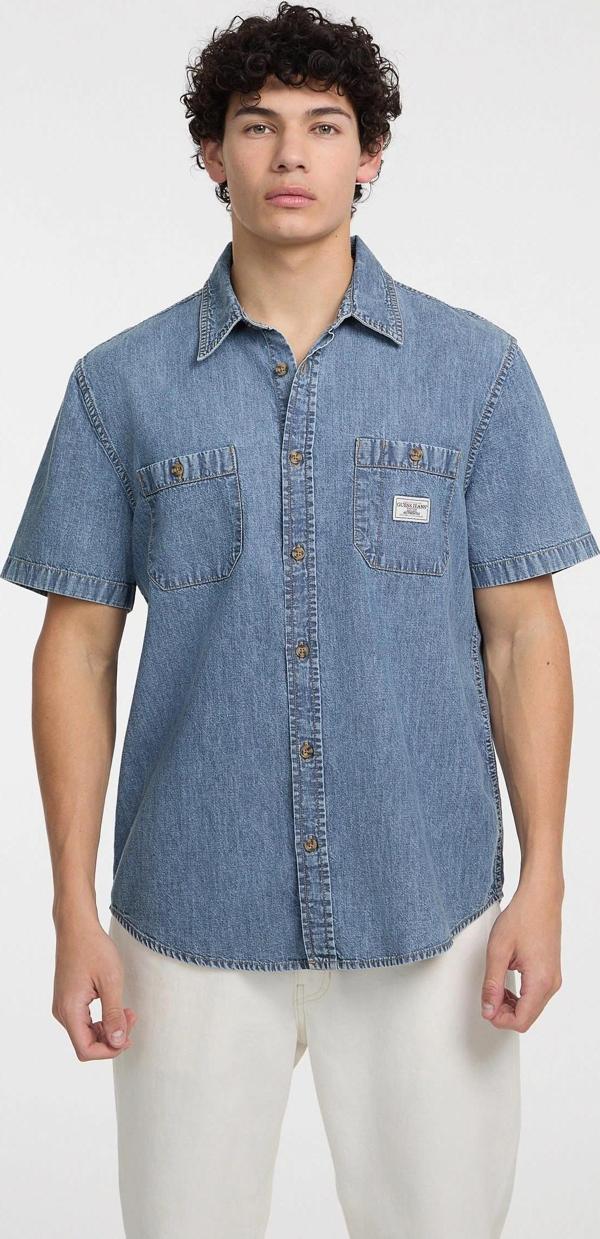 Guess Jeans GJ REGULAR SS DENIM SHIRT Erkek Mavi Gömlek M5GH09D5NY2-GJMW - Image 1