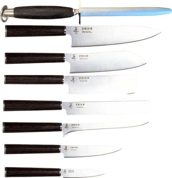 Zaika 8'Li Komple Set Venge Ağacı Ahşap Saplı Şef Bıçakları Ve Masatı - Image 1