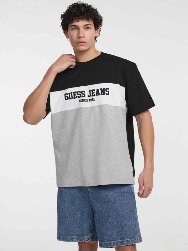 Guess Jeans GJ SS CN OS HORIZONT STRIPE TE Erkek Siyah T-shirt M5GI45K8FQ4-H90Z - Image 1