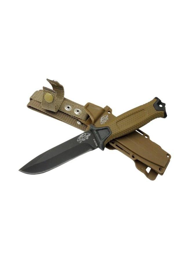 Columbia Company Tiger Tactical Htm 1041 B Kahverengi Outdoor / Survival Bıçak 27Cm - Kauçuk Sap, Kılıflı, Kutulu - Image 1