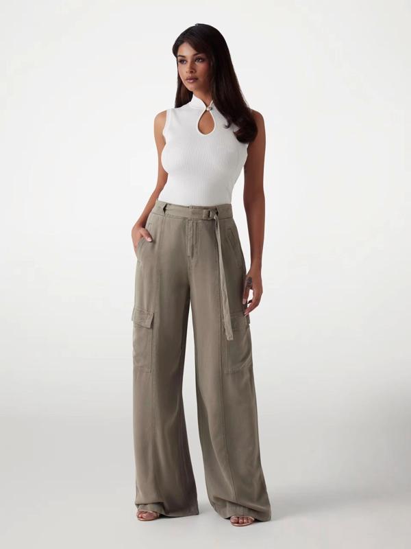 Guess AGATHA CARGO Kadın Haki Pantolon W5GA1TWDP85-G9D5 - Image 1