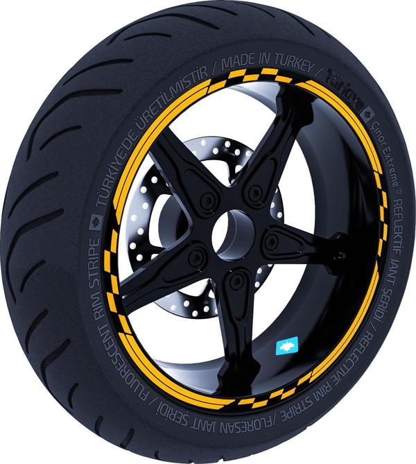Moto GP Yarış Bayraklı Limon Sarısı Jant Şeridi Sticker Çınar Extreme  - Image 1