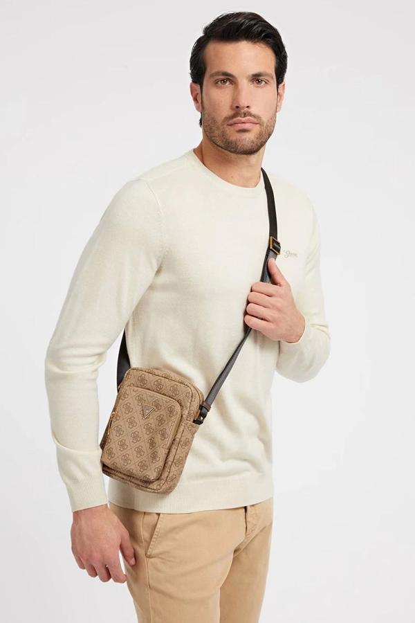 Guess MILANO XBODY W FRONT Erkek Bej/Kahverengi Omuz Çantası HMEVZLP3163-BBO - Image 1