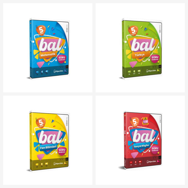 Hiper Zeka 5. Sınıf Bal Matematik + Fen + Türkçe + Sosyal Soru Bankası Seti Hiper Zeka Yayınları - Bi bigelio - Image 1