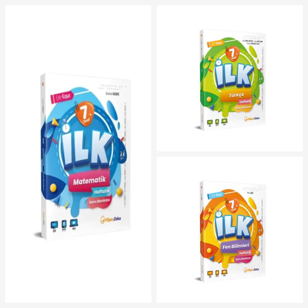 Hiper Zeka 7. Sınıf İlk Matematik + Fen + Türkçe Soru Bankası Seti 3 Kitap Hiper Zeka Yayınları - Bi bigelio - Image 1