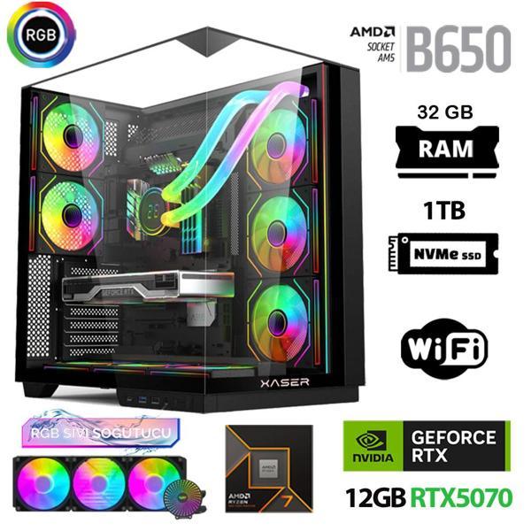 Xaser Queen X5 Ryzen 7 7800X3D 32GB Ram 1TB M.2 NVMe SSD 12GB RTX5070 Sıvı Soğutmalı Oyuncu Bilgisayarı - Image 1