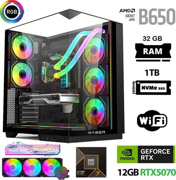 Xaser Queen X5 Ryzen 7 7800X3D 32GB Ram 1TB M.2 NVMe SSD 12GB RTX5070 Sıvı Soğutmalı Oyuncu Bilgisayarı - Image 1