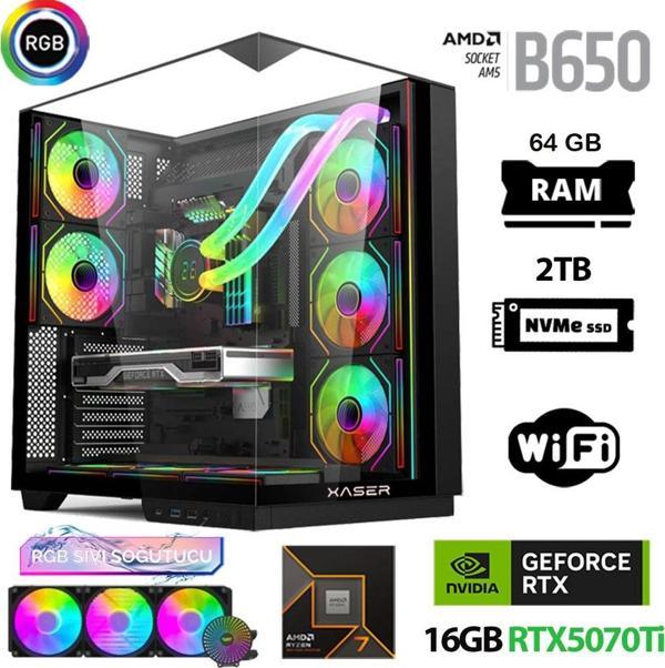 Xaser Queen X8 Ryzen 7 9800X3D 64GB Ram 2TB M.2 NVMe SSD 16GB RTX5070Ti Sıvı Soğutmalı Oyuncu Bilgisayarı - Image 1