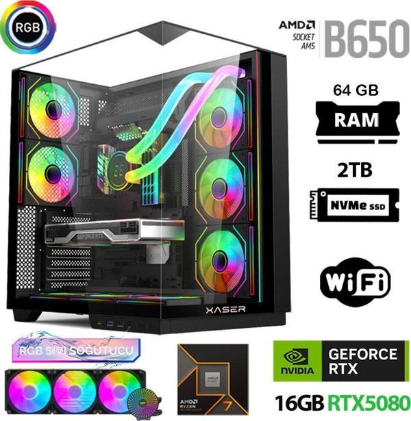 Xaser Queen X10 Ryzen 7 9800X3D 64GB Ram 2TB M.2 NVMe SSD 16GB RTX5080 Sıvı Soğutmalı Oyuncu Bilgisayarı - Image 1