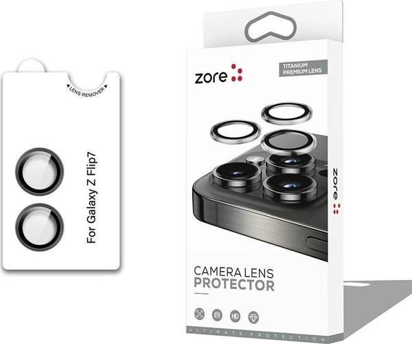 Galaxy Z Flip 7 Zore CL-12 Premium Safir Parmak İzi Bırakmayan Anti-Reflective Kamera Lens Koruyucu - Image 1