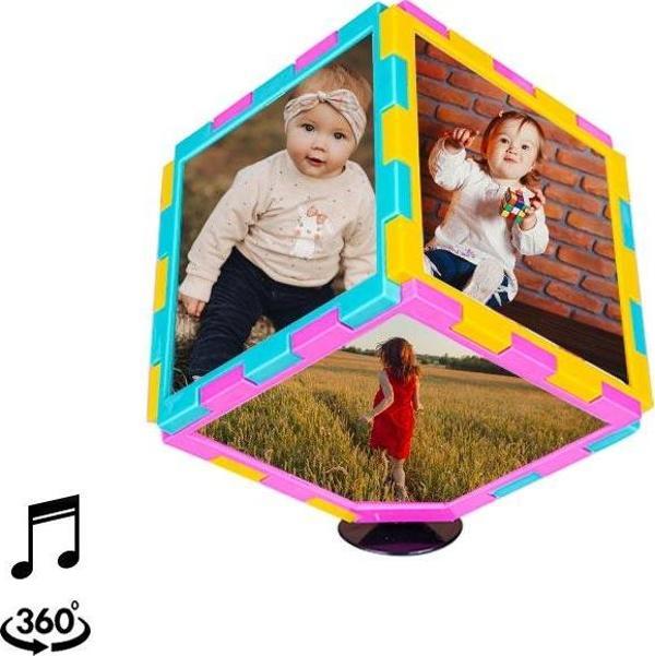Kişiye Özel Müzikli Dönen Küp Fotoğraf Çerçeve – 10x10 cm - Image 1