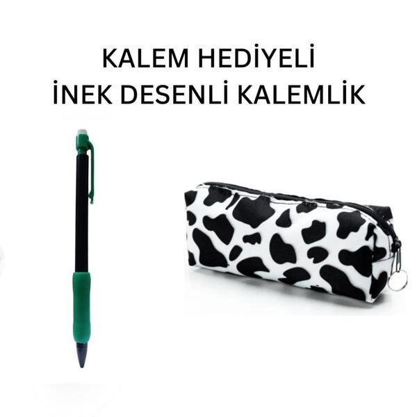 İnek Desen Kalemlik - Okul Kalemliği-Makyaj Çantası ve Kalem Hediyeli - Image 1