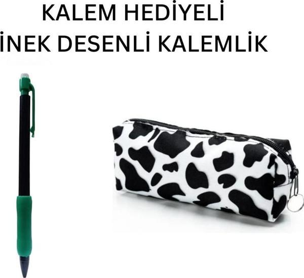 İnek Desen Kalemlik - Okul Kalemliği-Makyaj Çantası ve Kalem Hediyeli - Image 1