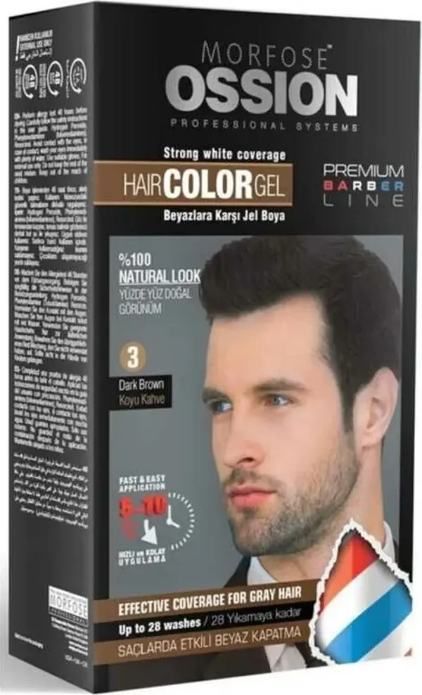  OSSION MEN JEL SAÇ BOYASI NO:3 KOYU KAHVE 40ml - Image 1