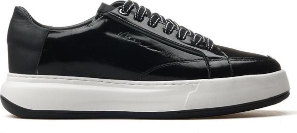 Erkek Hakiki Deri Casual Ayakkabı 25y Ykö-21096 M Siyah Kırışık Rugan - Image 1