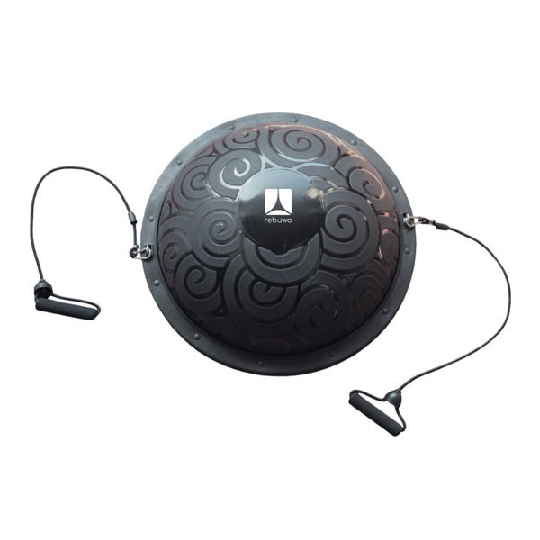 Rebuwo Siyah Bosu Ball Yarı Pilates Denge Topu 60 cm – Direnç Lastikli & Pompa Hediyeli, Ev ve Spor Salonu Egzersiz Aleti - Image 1