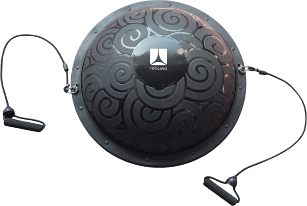 Rebuwo Siyah Bosu Ball Yarı Pilates Denge Topu 60 cm – Direnç Lastikli & Pompa Hediyeli, Ev ve Spor Salonu Egzersiz Aleti - Image 1