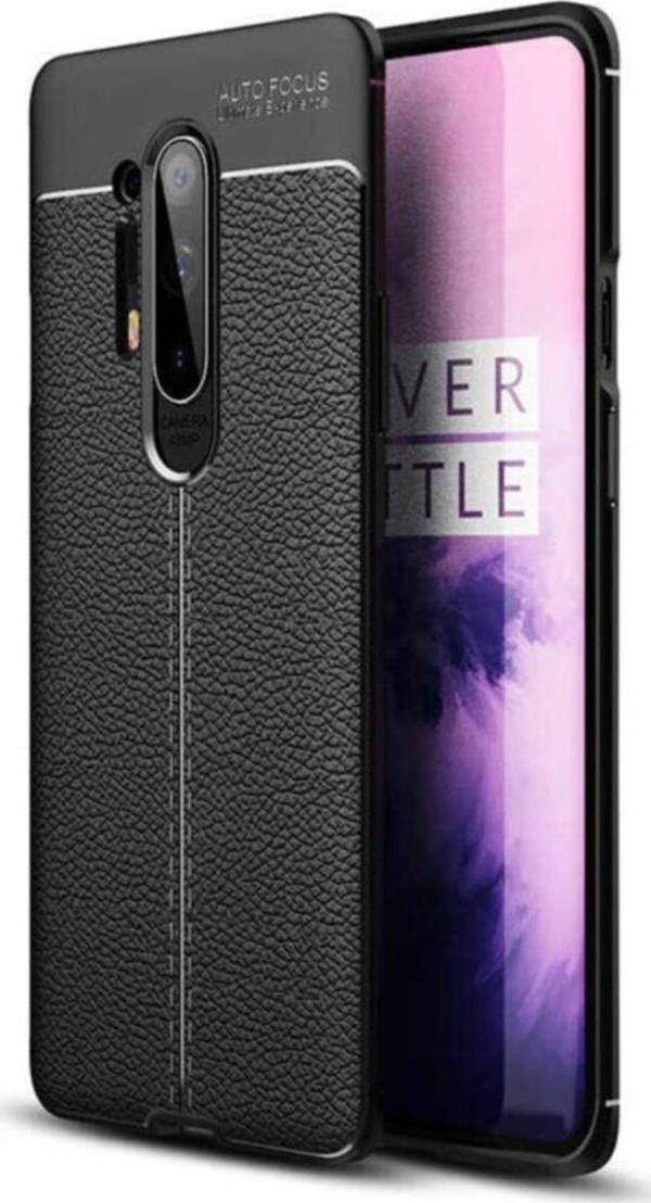 Coverzone One Plus 8 Pro Kılıf Niss Silikon Deri Görünümlü Siyah - Image 1